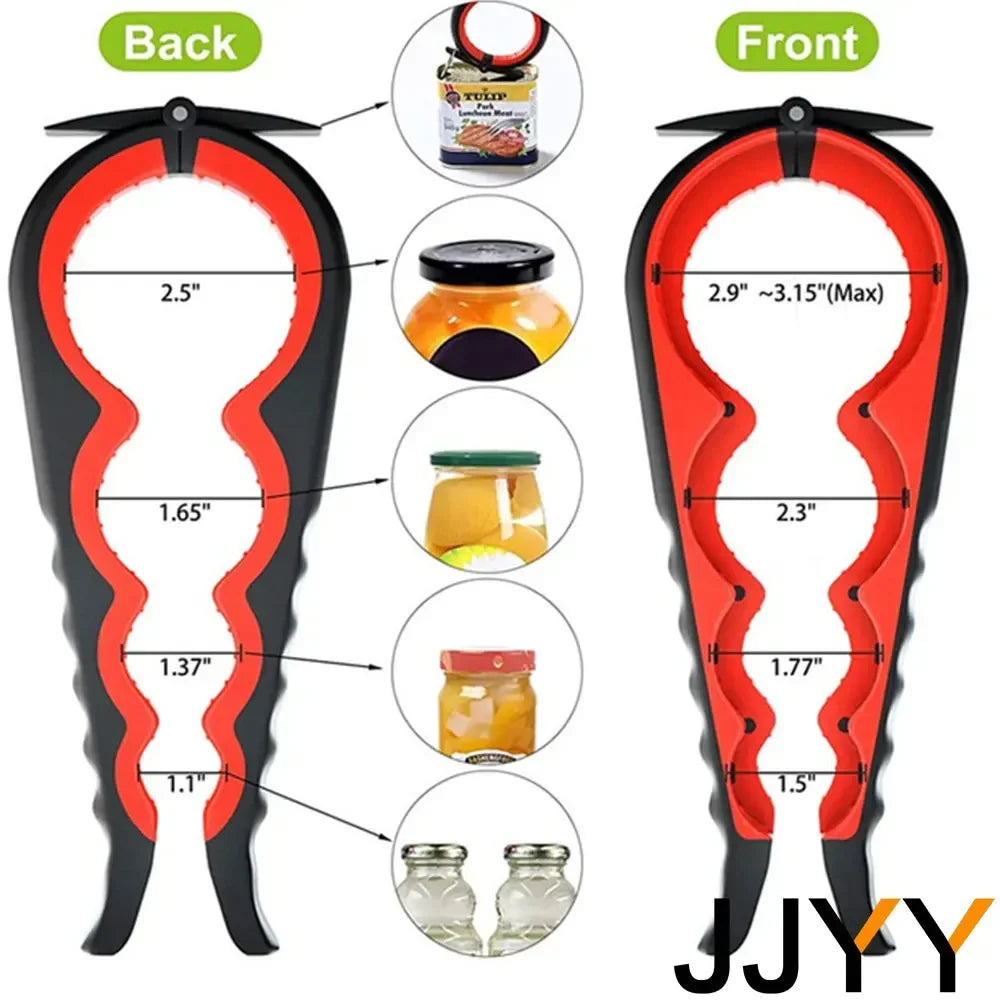 4-in-1 Multi-Function Can Opener – Bottle Cap Twister with Anti-Slip Handle for Cans & Beverages