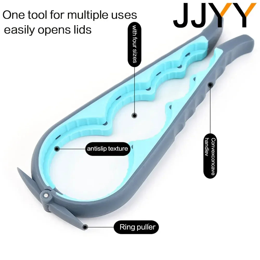 4-in-1 Multi-Function Can Opener – Bottle Cap Twister with Anti-Slip Handle for Cans & Beverages